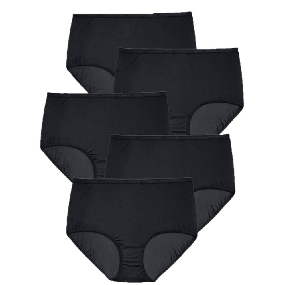 Comfort Choice 5 Pack Black Nylon Briefs Size 13 6X 36/38W